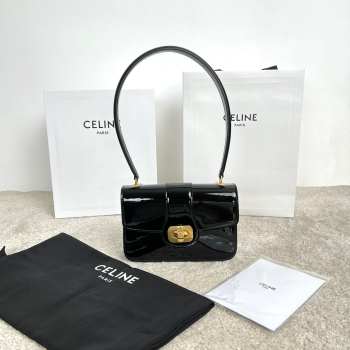 Uubags Celine Teen Josephine Patent Leather Bag In Black 18.5x13x5cm