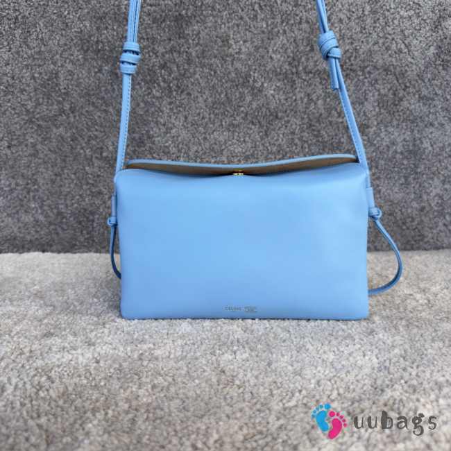 Uubags Celine Trio Flap Bag In Sky Blue Smooth Lambskin Leather 22.5x13x3.5cm - 1