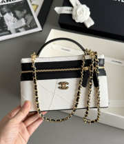 Uubags Chanel Vanity Bag With Chain In Suede Calfskin, Shiny Lambskin & Gold-Tone Metal White & Black 17x19.5x5cm - 3