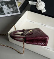 Uubags Chanel Mini shopping bag glossy sheepskin & gold-plated metal in burgundy 13x19x7cm - 6