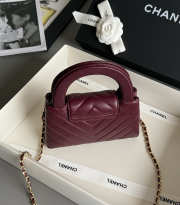 Uubags Chanel Mini shopping bag glossy sheepskin & gold-plated metal in burgundy 13x19x7cm - 5