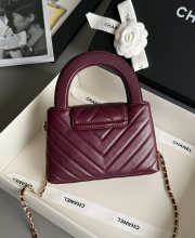 Uubags Chanel Mini shopping bag glossy sheepskin & gold-plated metal in burgundy 13x19x7cm - 4