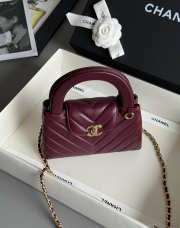 Uubags Chanel Mini shopping bag glossy sheepskin & gold-plated metal in burgundy 13x19x7cm - 3
