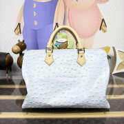 Uubags Louis Vuitton Speedy Bandoulière Ostrich Leather Bag Monogram Empreinte In Light Blue 30x17x21cm - 3