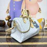 Uubags Louis Vuitton Speedy Bandoulière Ostrich Leather Bag Monogram Empreinte In Light Blue 30x17x21cm - 6