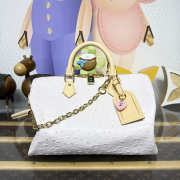 Uubags Louis Vuitton Speedy Bandoulière Ostrich Leather Bag Monogram Empreinte In White 30x17x21cm - 1