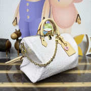 Uubags Louis Vuitton Speedy Bandoulière Ostrich Leather Bag Monogram Empreinte In White 30x17x21cm - 6
