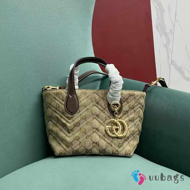 Uubags Gucci GG Marmont small tote bag in sand and brown GG canvas 17.5x17x12.5cm - 1