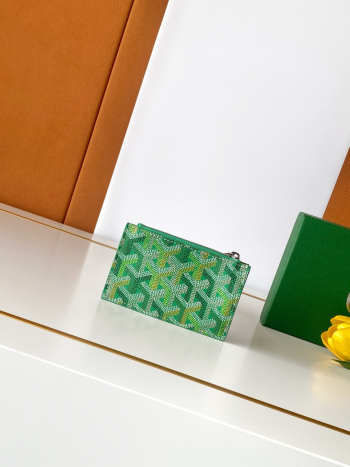 Uubags Goyard bourbon zipped card holder in green 12.5x1x8.4cm