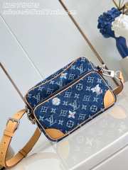 Uubags Louis Vuitton M27553 Nil Blue Bag In Monogram Flowers Denim 25x17.5x11cm - 1