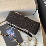 Uubags Chanel small classic handbag cotton tweed & gold-tone metal in black 20cm - 3