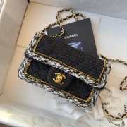Uubags Chanel small classic handbag cotton tweed & gold-tone metal in black 20cm - 6