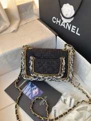 Uubags Chanel small classic handbag cotton tweed & gold-tone metal in black 20cm - 4