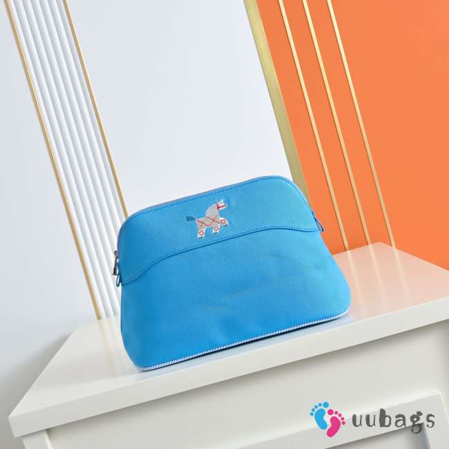 Uubags Hermes Medium Bolide Animaux Mats Case In Light Blue 26x18x10cm - 1