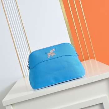 Uubags Hermes Medium Bolide Animaux Mats Case In Light Blue 26x18x10cm
