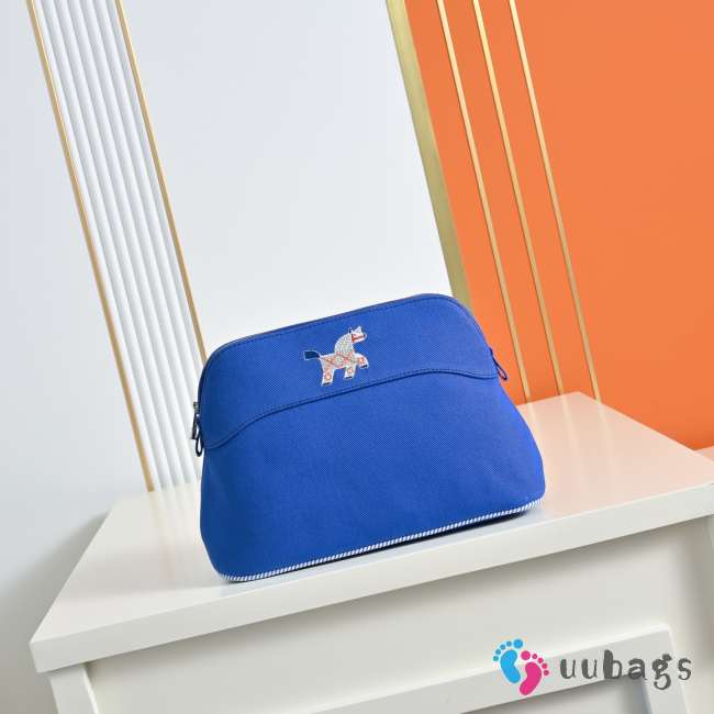 Uubags Hermes Medium Bolide Animaux Mats Case In Cobalt Blue 26x18x10cm - 1