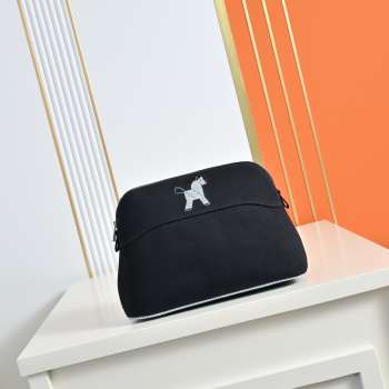 Uubags Hermes Medium Bolide Animaux Mats Case In Black 26x18x10cm
