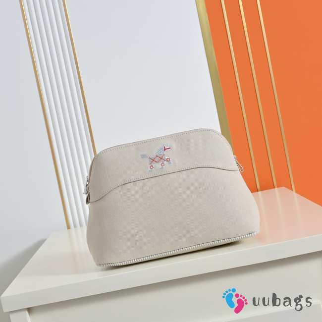 Uubags Hermes Medium Bolide Animaux Mats Case In Light Grey 26x18x10cm - 1