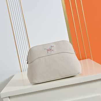 Uubags Hermes Medium Bolide Animaux Mats Case In Light Grey 26x18x10cm