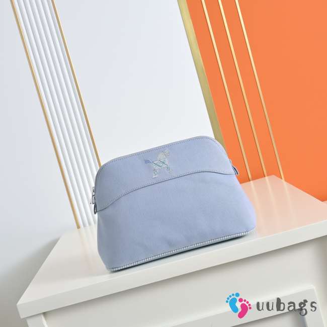 Uubags Hermes Medium Bolide Animaux Mats Case In Baby Blue 26x18x10cm - 1
