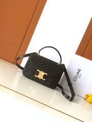 Uubags Celine Teen Nino Bag In Black Raffia and calfskin 20.5x13x8cm - 1