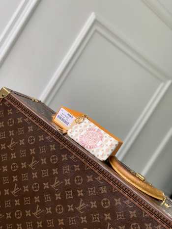 Uubags Louis Vuitton M29023 Key Pouch Wallet In Nude Pink With LV Stamp Pattern 12x7x1.5cm