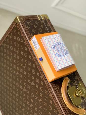 Uubags Louis Vuitton M29034 Passport Holder In Blue With LV Stamp Pattern 10x14x2.5cm