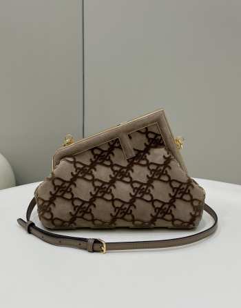 Uubags Fendi First Medium Bag In Brown Suede 32x24x10cm