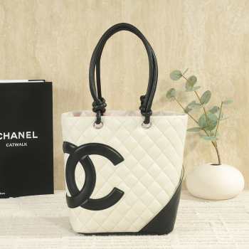 Uubags Chanel Small Cambon Line Tote Bag In White/Black 24x20x8cm