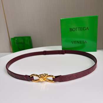Uubags Bottega Veneta Andiamo Intrecciato Leather Belt In Burrgundy With Knot Buckle 2cm