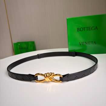Uubags Bottega Veneta Andiamo Intrecciato Leather Belt In Black With Knot Buckle 2cm