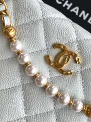 Uubags Chanel Caviar Quilted Pearl Chain Pouch Hobo White 16cm - 4