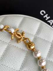 Uubags Chanel Caviar Quilted Pearl Chain Pouch Hobo White 16cm - 2