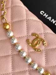 Uubags Chanel Caviar Quilted Pearl Chain Pouch Hobo Pink 16cm - 3