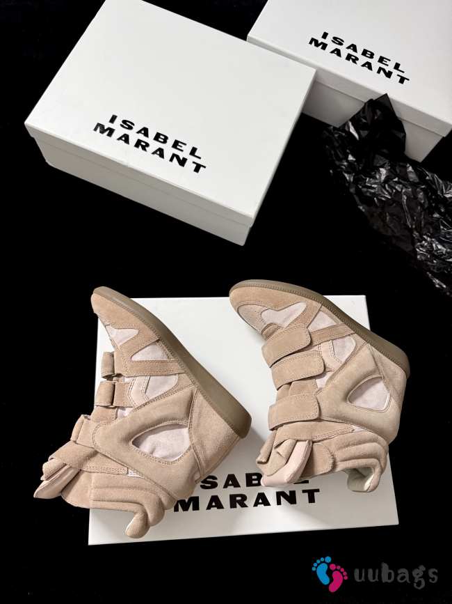 Uubags Isabel Maran Bekett sneakers suede wedge sneakers in pale pink-peach 5cm - 1