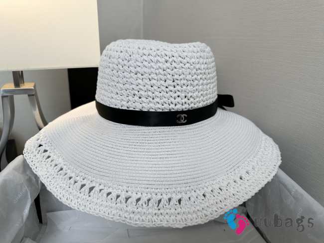 Uubags Chanel Raffia Wide Brim Hat In White - 1