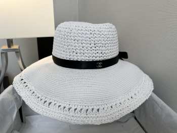 Uubags Chanel Raffia Wide Brim Hat In White