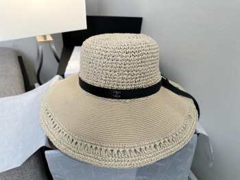 Uubags Chanel Raffia Wide Brim Hat In Beige