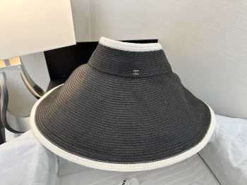 Uubags Chanel Wide-Brim Straw Visor Hat In Black