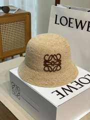 Uubags Loewe bucket hat in raffia and calfskin natural/brown - 1