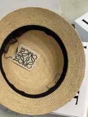 Uubags Loewe bucket hat in raffia and calfskin natural/brown - 5