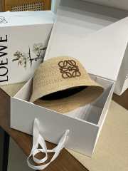 Uubags Loewe bucket hat in raffia and calfskin natural/brown - 3