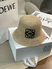 Uubags Loewe bucket hat in raffia and calfskin natural/black - 1