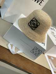 Uubags Loewe bucket hat in raffia and calfskin natural/black - 3