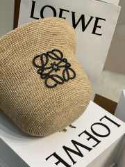 Uubags Loewe bucket hat in raffia and calfskin natural/black - 5