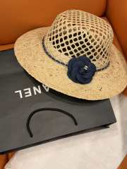 Uubags Chanel Denim Camellia Straw Hat In Natural - 2