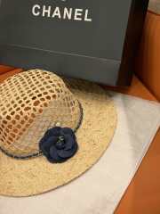 Uubags Chanel Denim Camellia Straw Hat In Natural - 3