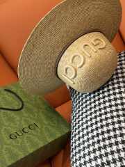 Uubags Gucci leather-trimmed raffia sun hat  - 5