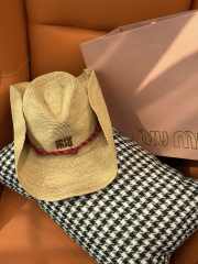 Uubags Miu Miu raffia hat in beige/burgundy - 2