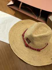 Uubags Miu Miu raffia hat in beige/burgundy - 4